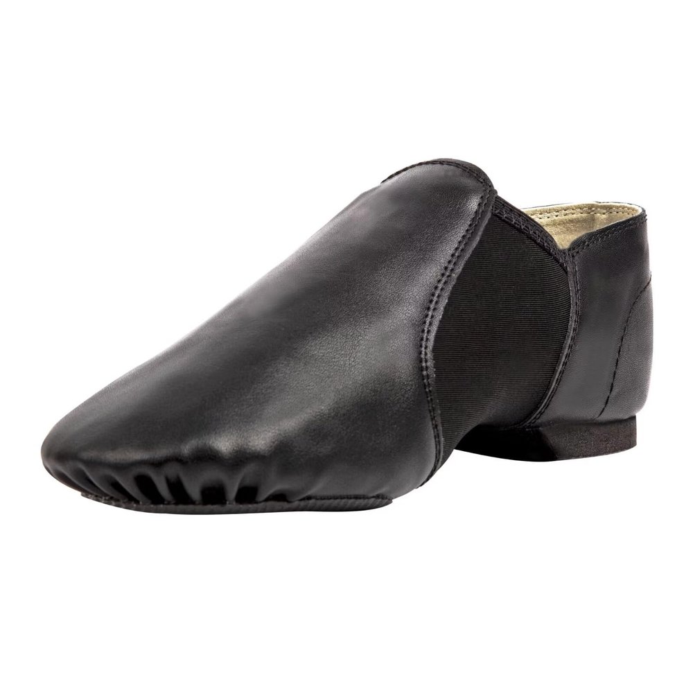 Asyuyu Jazz Shoes for Girls Slip-On Leather (Toddler/Little Kid/Big Kid) - Size 2 to 11 for Dance Class & Stage - Black/Tan Split Sole Flexible-Little Kid-1,Black