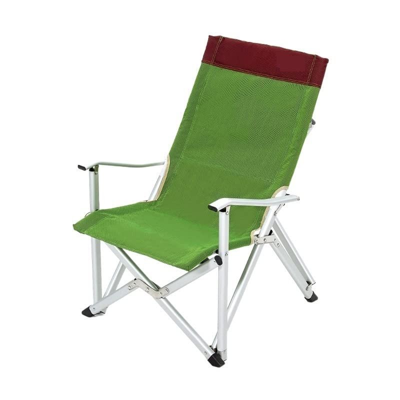 IRYZE Outdoor Chair Folding Camping Chair Fishing Chair with Foldable Backrest, Camping Ultralight Aluminum Tube Seat Stool Backpack Chair with Handrail Camping Chair Foldable Chair (Color : Green)