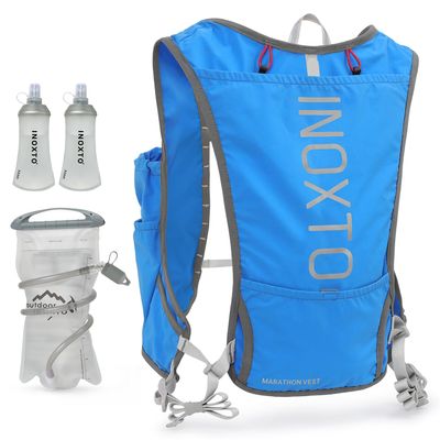 INOXTO Running Hydration Vest Backpack,Lightweight Insulated Pack with 1.5L Water Bladder Bag Daypack for Hiking Trail Running Cycling Race Marathon for Women Men (588 Blue)