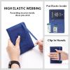Melsbrinna Premium Leather Passport Holder Covers Case, Waterproof Rfid Blocking Travel Wallet Passport Holder with Pen Holder, Cute Passport Book for Women/Men (Elastic, ELA-Dark blue) view 2