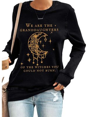MOGUI We Are The Granddaughters Of The Witches Tank Witch Shirt Vintage We Are The Granddaughters Of The Witches You Couldnt Burn Pullover Sweatshirt Plus Size 3Xl Fun Graphic Black