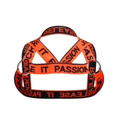 JOCKMAIL Men's Fitness Harness Shoulder Strap Chest Muscle Neck Waist Belt Club Party Hollow Out Body Chest Athletic Harness (One Size, 910Orange)