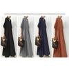 Akivide Women's Summer Casual Cotton Linen Dress 3/4 Sleeve V Neck A-Line Dresses Loose Solid Color Maxi Dress view 4