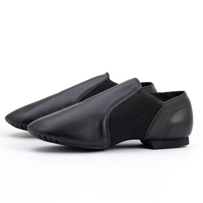 Asyusyu Dance Jazz Shoes Cowhide Leather Jazz Shoes for Women Men Adult-Black,5.5