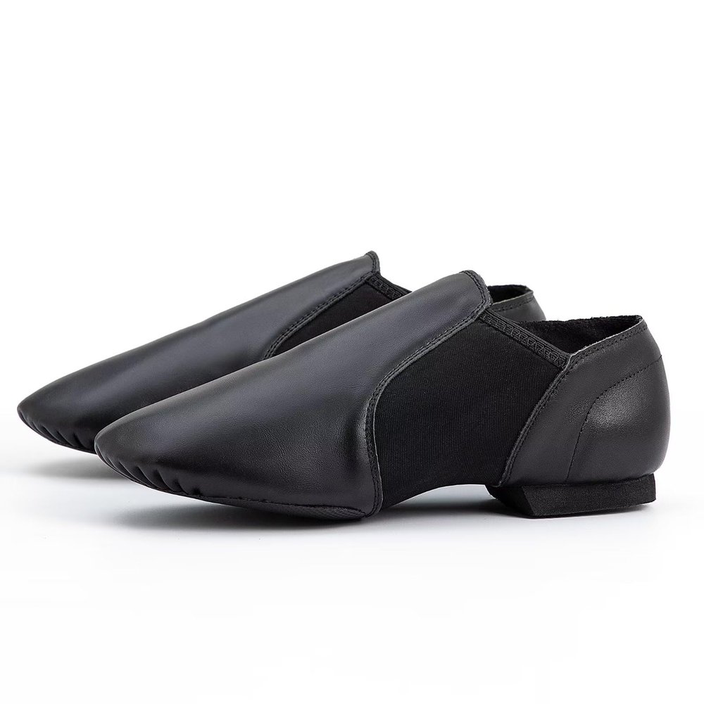 Asyusyu Dance Jazz Shoes Cowhide Leather Jazz Shoes for Women Men Adult-Black,5.5