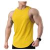 Dressnu Men's Tank Top Solid Color Breathable Training Slim Fit Elastic Sleeveless Yellow M view 1