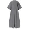 Akivide Women's Summer Casual Cotton Linen Dress 3/4 Sleeve V Neck A-Line Dresses Loose Solid Color Maxi Dress view 3
