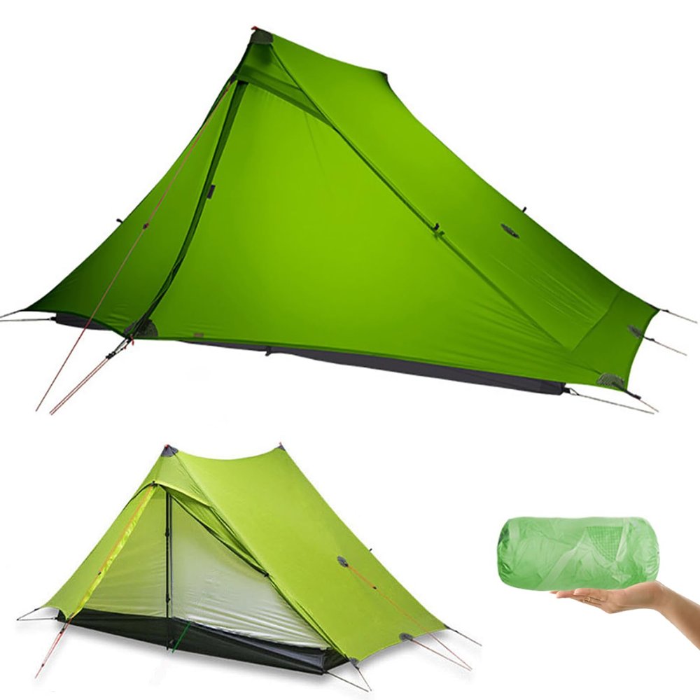 HITUGU 3F UL Gear Lanshan PRO Lanshan Ultralight Tent Ultralight Tent 3-Season Backpacking Tent for 1-Person or 2-Person Camping, Climbing, Hiking, Trekking, Kayaking (for 2 Person, Green- 4 Season)