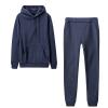 Women Hoodie Sweatshirts Sweatsuit 2 Piece Set Drawstring Pullover Tracksuit Long Sleeve Sweatpant Jogger Workout Set Navy view 1