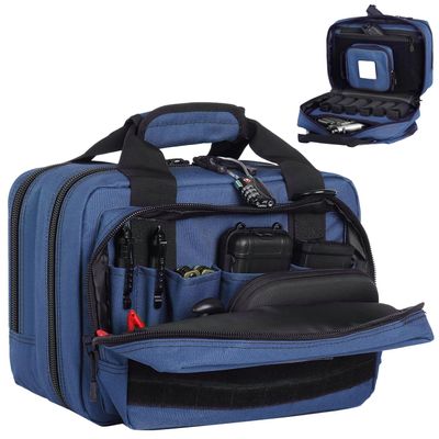 DBTAC Gun Case Bag Compact Small-PLUS | Tactical 3x Pistol Bag Handgun Revolver Shooting Case with Lockable Zipper for Shooting Range Outdoor Hunting, Urban Blue
