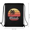 Florida Sunset Palm Drawstring Backpack Bags Sack Pack Cinch Tote String Bag Gym Bag for Yoga Sport Traveling view 3