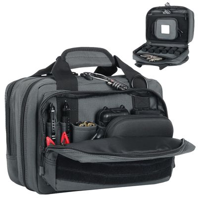 DBTAC Gun Case Bag Compact Small-PLUS | Tactical 3x Pistol Bag Handgun Revolver Shooting Case with Lockable Zipper for Shooting Range Outdoor Hunting, Gray