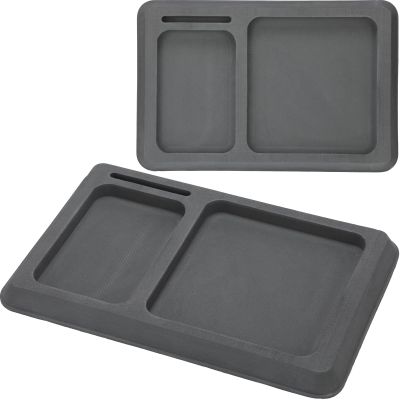 2 Pcs EVA Foam Boat Dash Pad With 2 Compartment Cell Phone Holder - Adhesive Backing Organizer for Sea Marine Fishing Center Deck Tool Accessories (Dark Gray)
