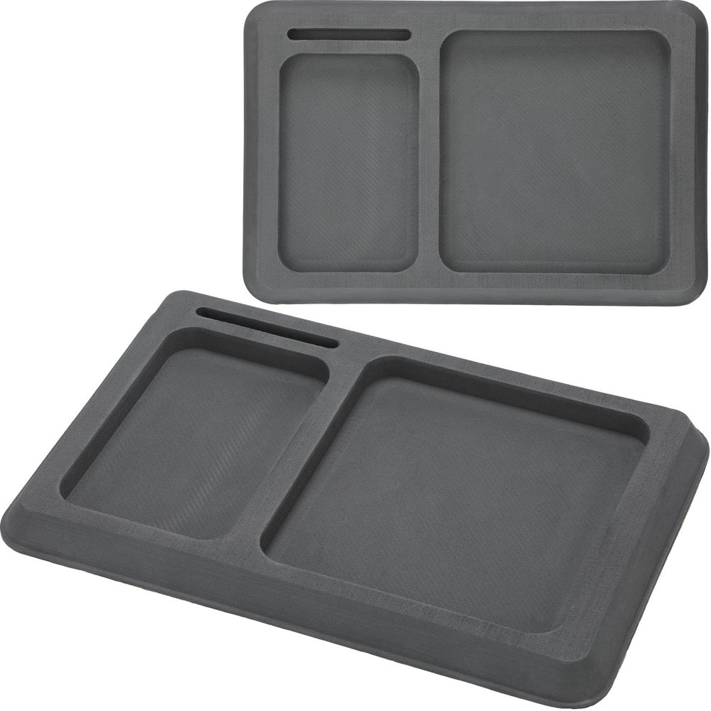 2 Pcs EVA Foam Boat Dash Pad With 2 Compartment Cell Phone Holder - Adhesive Backing Organizer for Sea Marine Fishing Center Deck Tool Accessories (Dark Gray)