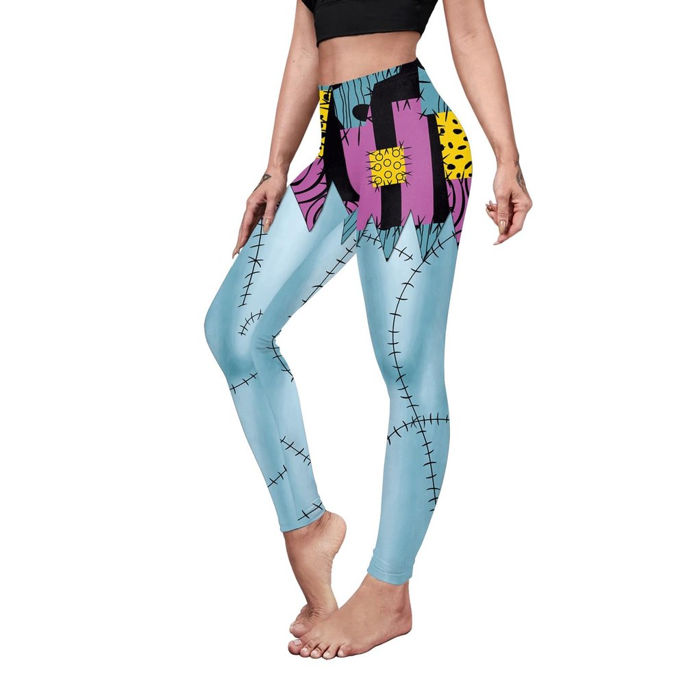 color cosplayer Womens Halloween Leggings Printed Stretchy Leggings Yoga Pants Blue
