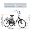 Adult Foldable Tricycle, 20/24/26 Inch Three Wheel Bicycle, Portable Three Wheel Bicycles Cruise Trike with Shopping Basket for Adults, Women, Men, Seniors (24in, Black) view 2