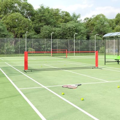 YAFF Tennis Net, Foldable Nylon Net, Wide, Hieght Adjustable Stand and Portable Carry Bag, Easy Assemble or Disassemble, Ideal Sports Net for Tennis Black and Red 157.5"x39.4"x34.3" Polyester