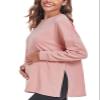 Ecavus Women's Casual Maternity Shirts Long Sleeve Soft and Comfy Pregnancy Tee Tops Side Split Maternity Clothes Dusty Pink view 1