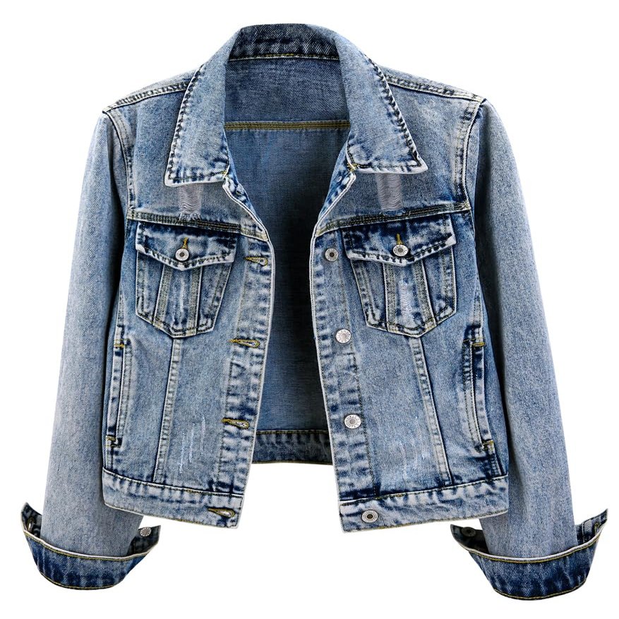 Kedera Denim Jacket for Women Distressed Jean Jackets Button Up Vintage Western Trucker Jacket