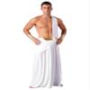 QinCiao Men's Halloween Costume One Shoulder Ancient Greek Long Skirt Cosplay Outfits Toga Robe White Medium view 1