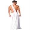 QinCiao Men's Halloween Costume One Shoulder Ancient Greek Long Skirt Cosplay Outfits Toga Robe White Medium view 3