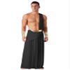 QinCiao Men's Halloween Costume One Shoulder Ancient Greek Long Skirt Cosplay Outfits Toga Robe Black XX-Large view 1