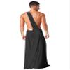 QinCiao Men's Halloween Costume One Shoulder Ancient Greek Long Skirt Cosplay Outfits Toga Robe Black XX-Large view 2