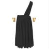 QinCiao Men's Halloween Costume One Shoulder Ancient Greek Long Skirt Cosplay Outfits Toga Robe Black XX-Large view 3