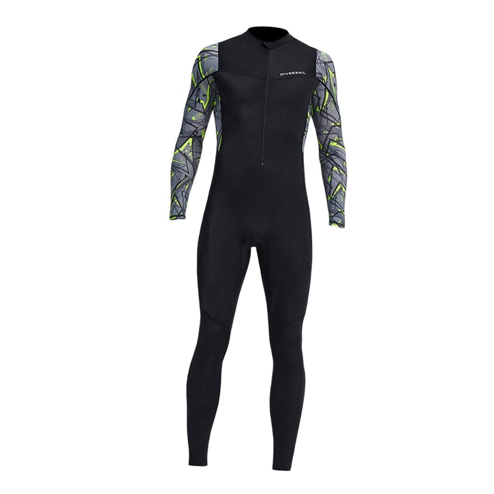 Aosekaa Mens Neoprene Wetsuit, Full Body Diving Suit Front Zip Wetsuit for Diving Snorkeling Surfing Swimming, L