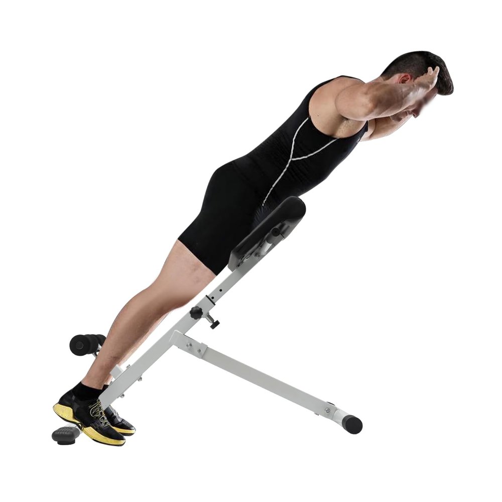 BANLICALI Roman Chair, Folding Hyperextension Bench Roman Chair with 5-Stage Adjustment 39-45" Roman Bench Back Extension Machine for Home, Gym, Hotel Up to 265 lbs Weight Capacity (White)