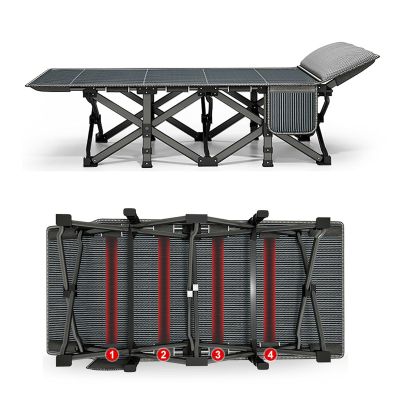 UPGENT Convenient Folding Camping Cot, Sleeping Cots Bed, Guest Bed with Side Pockets, 10S Folding, Heavy Duty Guest Bed, Folding Bed for Camping, Pool, Beach, Patio (Size : 200x80cm)