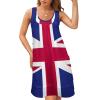 TAIZIYEAH Dresses for Women British Flag Print Casual Sleeveless U-neck Fake Two Piece Dress Summer Dresses XL view 1