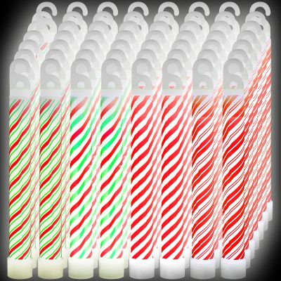 Hiboom 60 Pcs Candy Cane Glow Sticks, Christmas Party Supplies