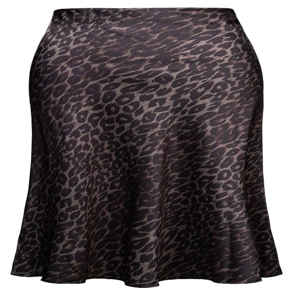 Soowalaoo Womens Skirt Midi Long Length Silk Satin High Waisted Elastic Casual Trendy Summer Skirts Leopard Dark L