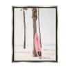 Stupell Industries Pink Surfboard on Coast Gray Framed Floater Canvas Wall Art Design by Sisi and Seb view 1