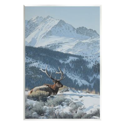 Stupell Industries Deer in Snowy Mountains Wall Plaque Art Design by Clinton Jammer