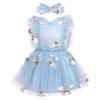 Baby Blue Birthday Dress for Girl Clouds Backless Tulle Princess Dresses Rainbow 1st Birthday Outfit Girl Blue Clouds 18-24 Months view 1