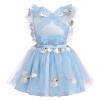 Baby Blue Birthday Dress for Girl Clouds Backless Tulle Princess Dresses Rainbow 1st Birthday Outfit Girl Blue Clouds 18-24 Months view 3