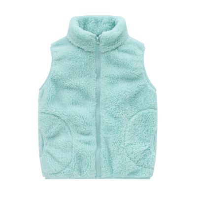 Toddler Solid Color Sleeveless Fleece Jacket Vest Boys Girls Fall Winter Coats Kids Hooded Outer (Light Blue, 4-5 Years)