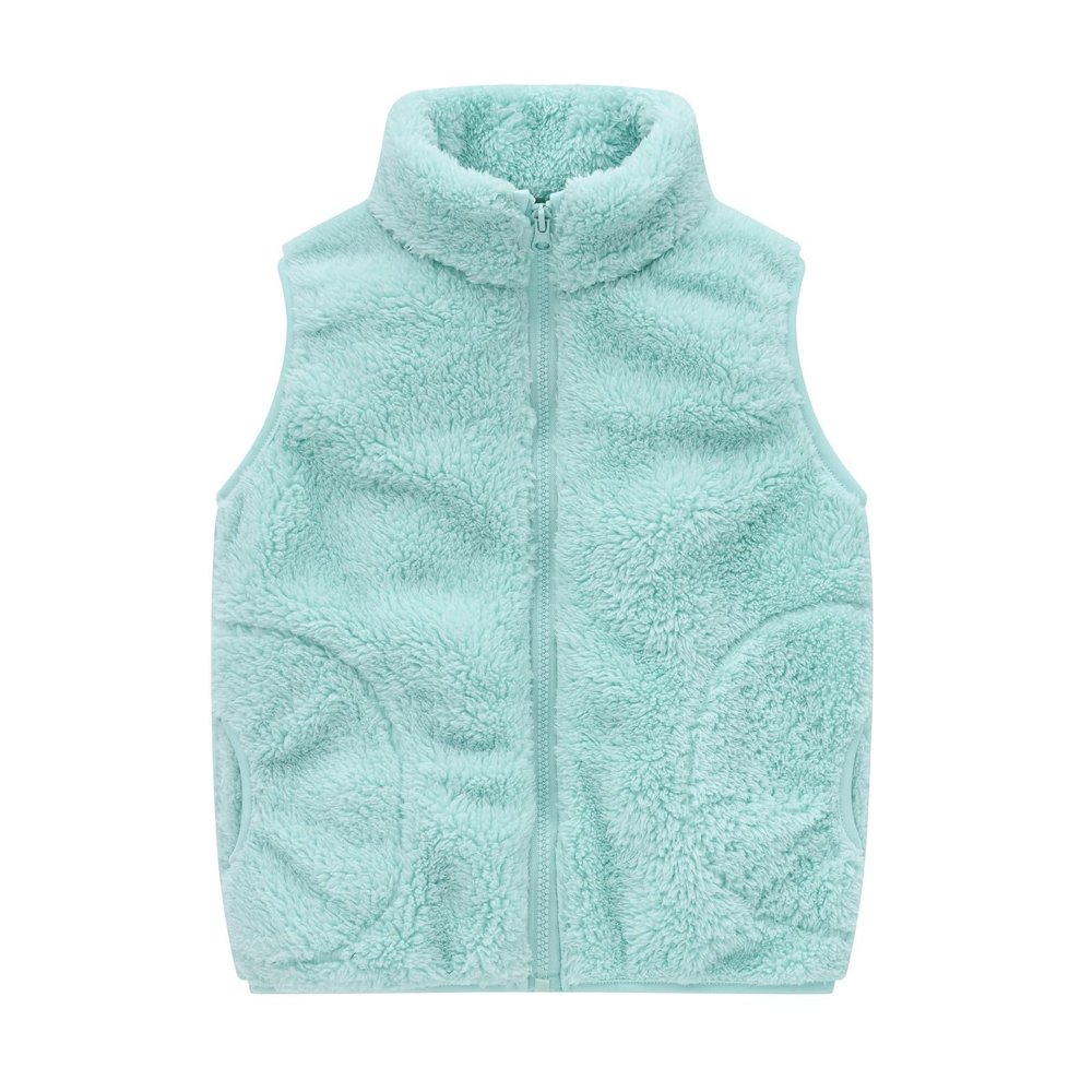 Toddler Solid Color Sleeveless Fleece Jacket Vest Boys Girls Fall Winter Coats Kids Hooded Outer (Light Blue, 4-5 Years)