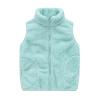 Toddler Solid Color Sleeveless Fleece Jacket Vest Boys Girls Fall Winter Coats Kids Hooded Outer (Light Blue, 4-5 Years) view 1