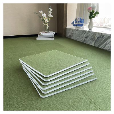 12 X 12 Inch Foam Floor Tiles - 100pcs - Interlocking Foam Padding with Linen Fabric Top for Exercise, Yoga, Playroom, Garage, Basement(Size:30x30x0.6cm,Color:Army Green)