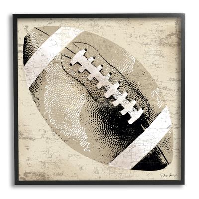 Stupell Industries Rustic Sports Football Black Framed Giclee Art Design by Peter Horjus