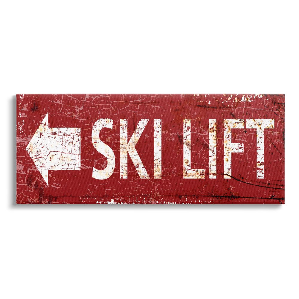 Stupell Industries Ski Lift Arrow Pointing Left Canvas Wall Art Design by Peter Horjus