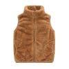 Toddler Solid Color Sleeveless Fleece Jacket Vest Boys Girls Fall Winter Coats Kids Hooded Outer (Khaki, 4-5 Years) view 1