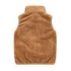 Toddler Solid Color Sleeveless Fleece Jacket Vest Boys Girls Fall Winter Coats Kids Hooded Outer (Khaki, 4-5 Years) view 2