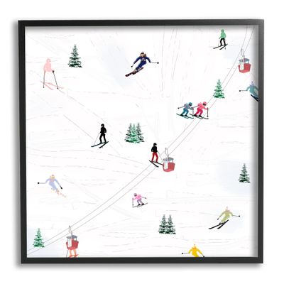 Stupell Industries People on Ski Slopes Black Framed Giclee Art Design by Ashley Singleton