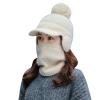 2Pcs Neck Gaiter Winter Hats Sets for Women Pom Knit Crochet Hats Ear Warmer Lady Snow Ski Cold (White, One Size)