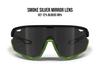 Bertoni Sport Cycling MTB Running Sunglasses for Men Women in TR90 100% UV Block mod. ALPHA (Shiny Black/Matt Green  Silver Mirror Lens) view 2