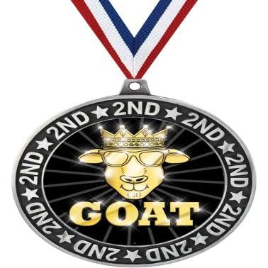 G.O.A.T. Shadow Medal Award, 2.75" Silver Trophy Medal 100 Pack